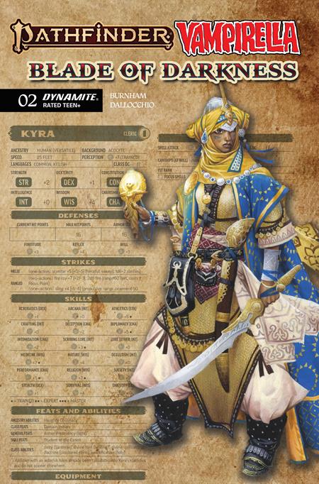 PATHFINDER VAMPIRELLA BLADE OF DARKNESS #2 CVR C WAYNE REYNOLDS CHARACTER SHEET VAR (Pre-Order by 11/02/26 | Est. In-Store: 11/25/26 | Ships after release)