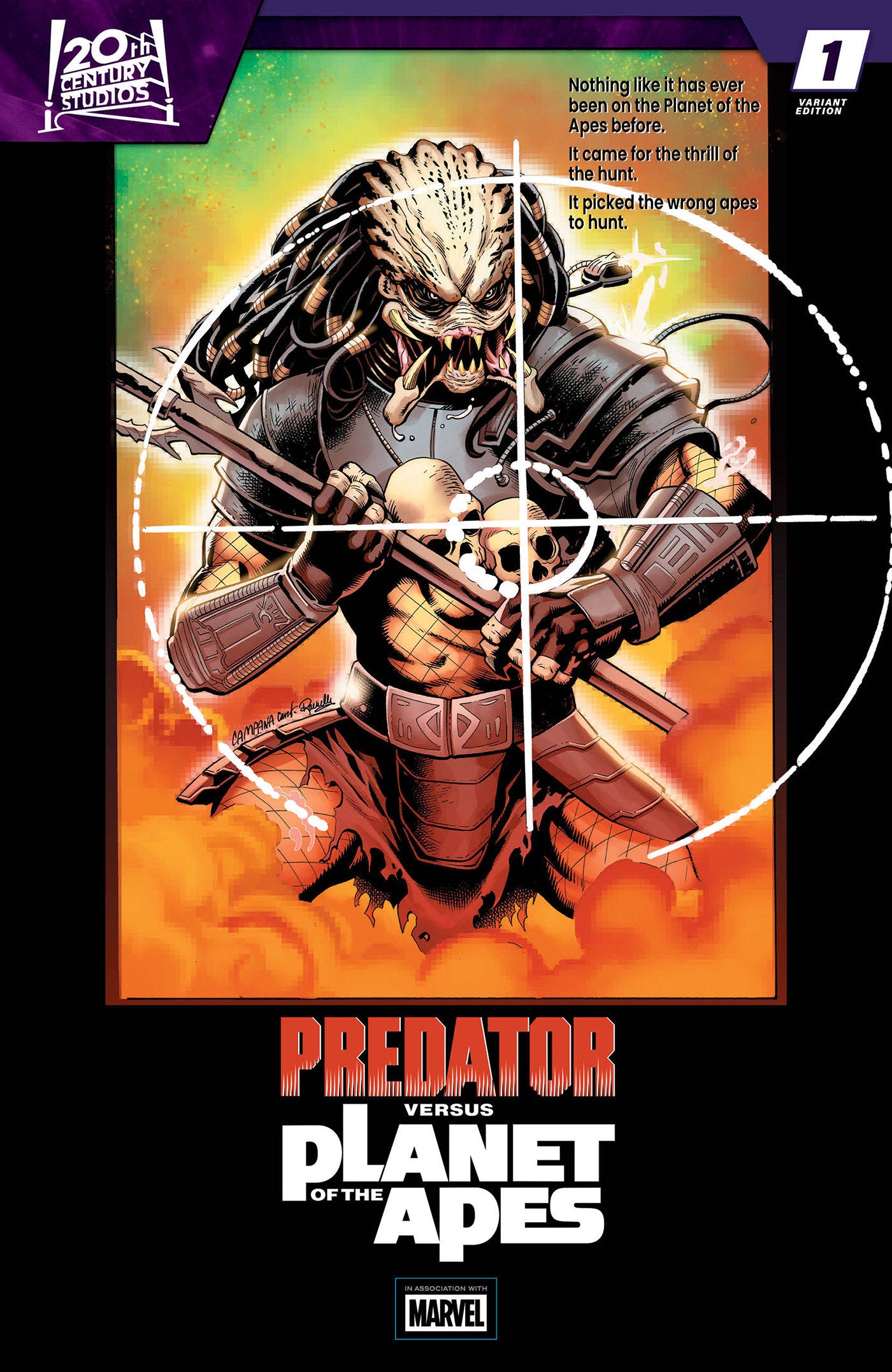 PREDATOR VS. THE PLANET OF THE APES #1 CHRIS CAMPANA MOVIE POSTER HOMAGE VARIANT (Pre-Order by 06/15/26 | Est. In-Store: 07/29/26 | Ships after release)