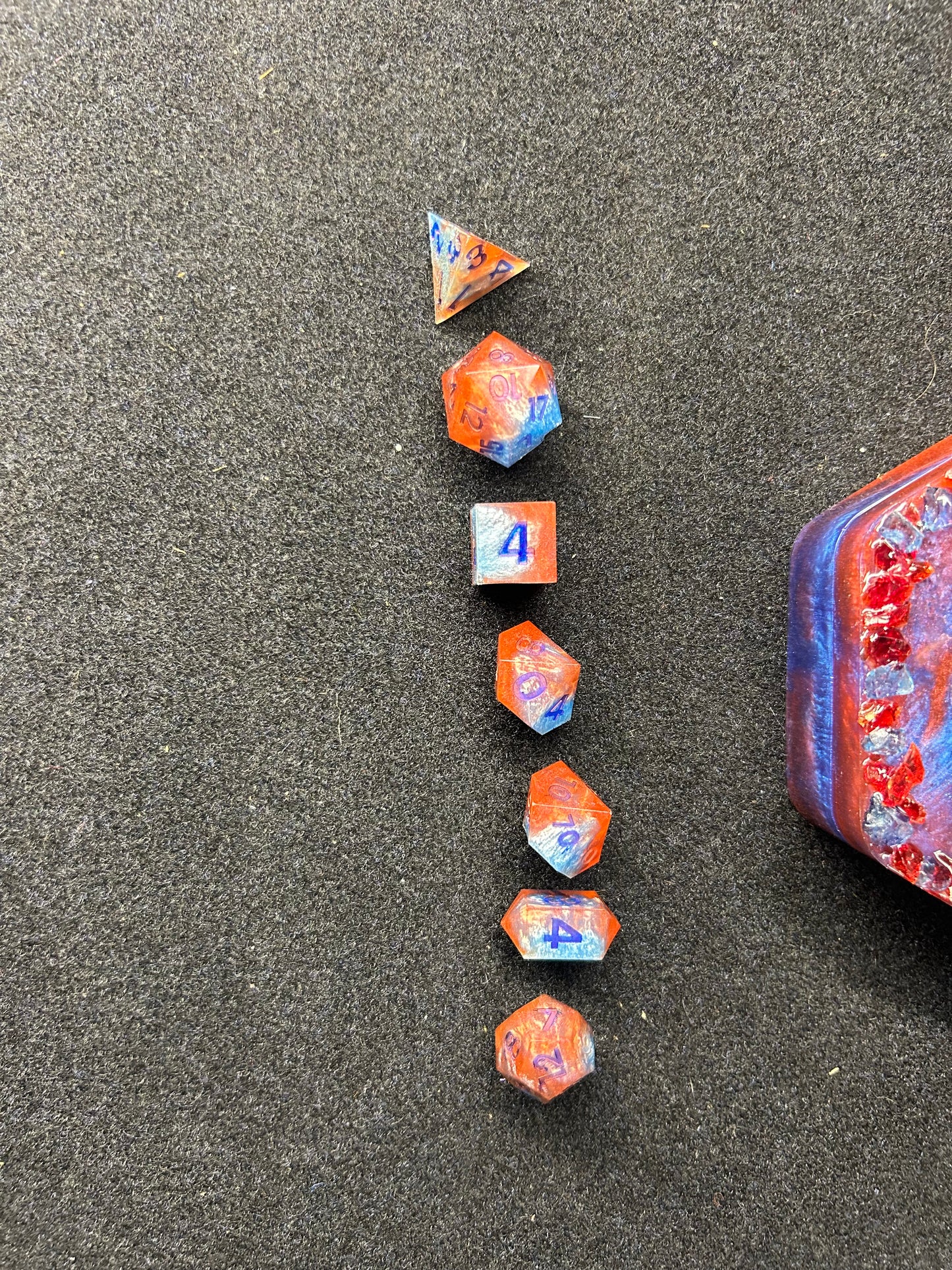 Hexagon Red and Blue Dragon Egg Dice Box