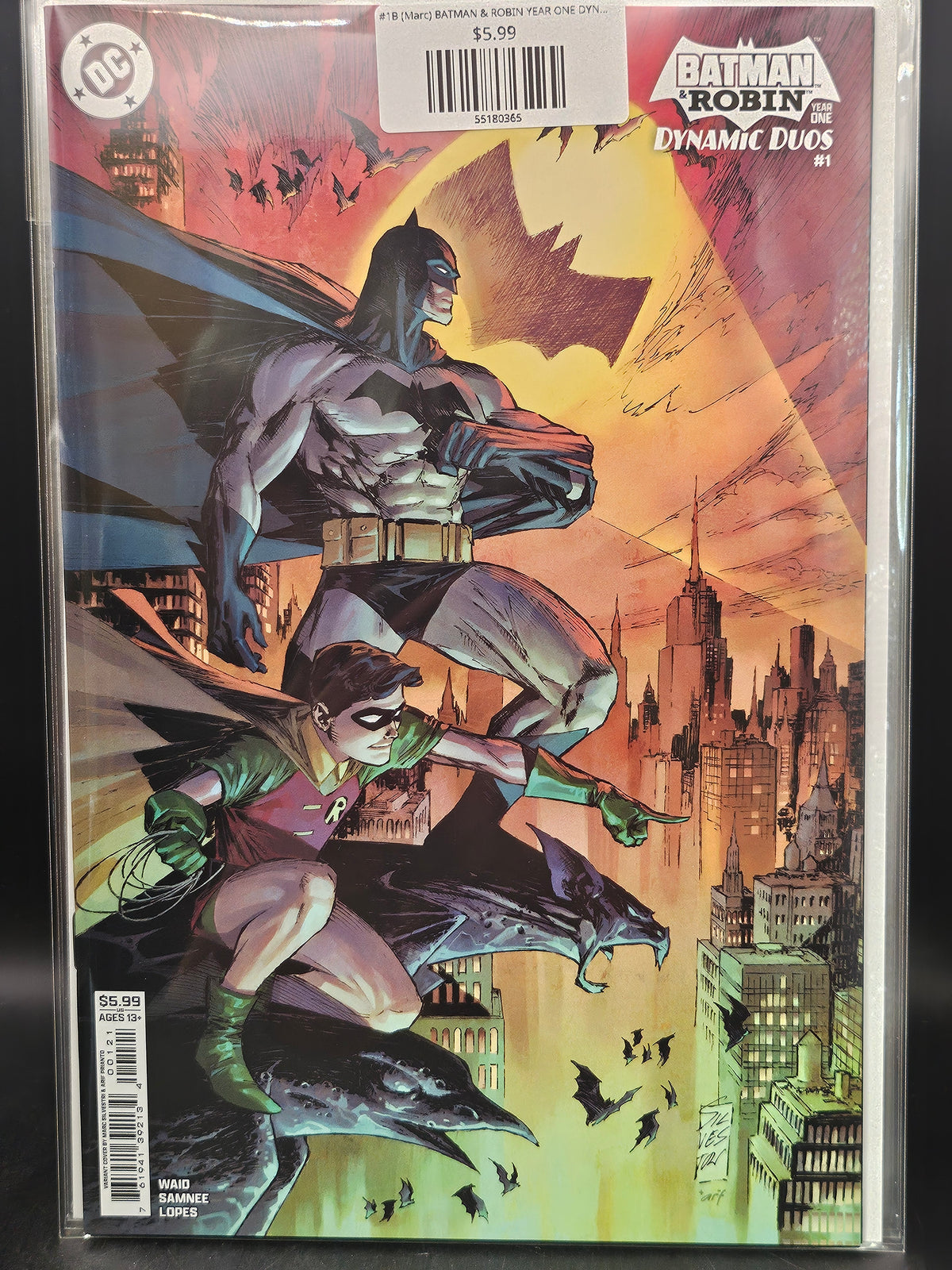 #1B (Marc) BATMAN & ROBIN YEAR ONE DYNAMIC DUOS (OF 12 MARC SILVESTRI CARD STOCK VAR)