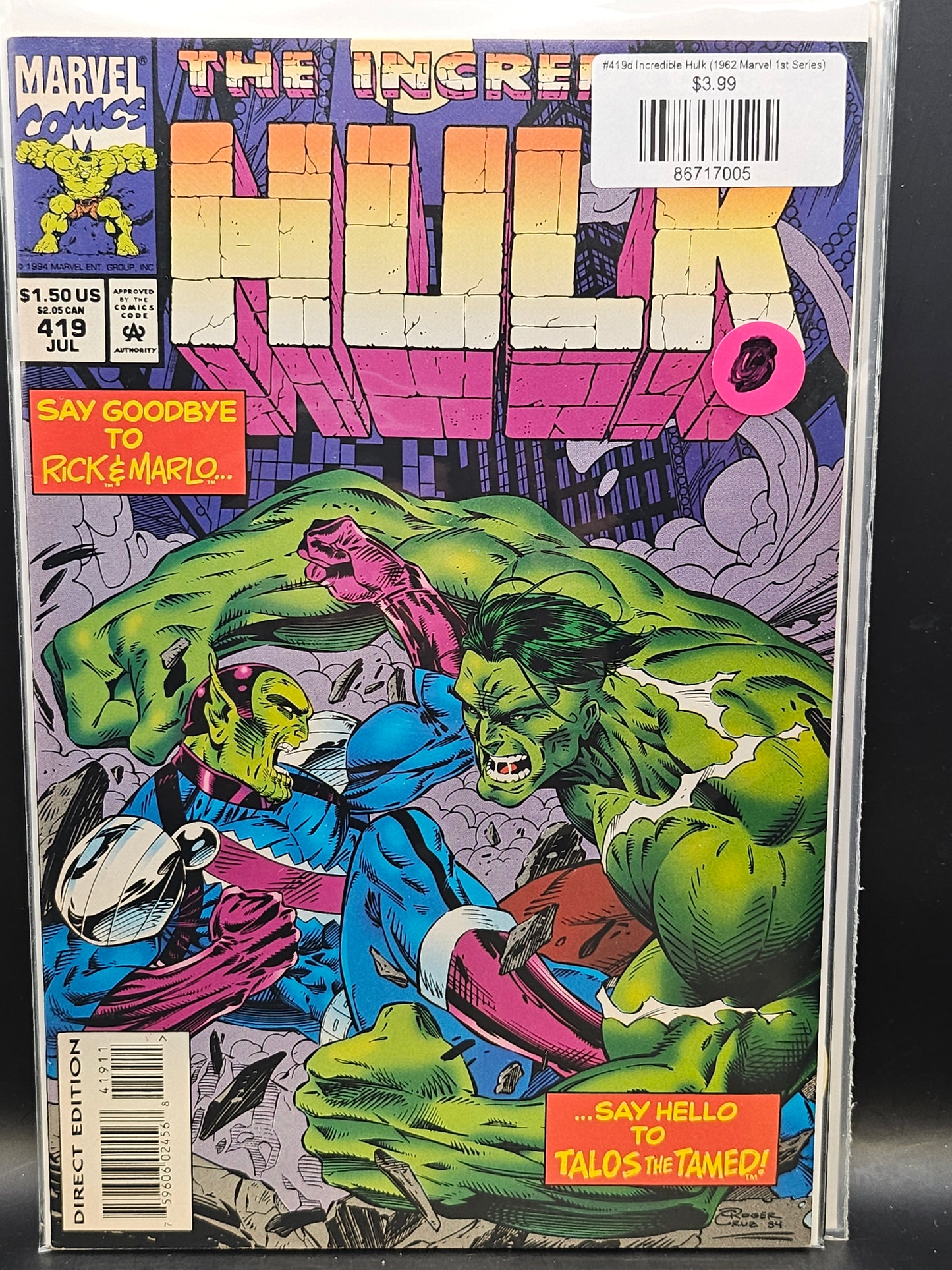 #419d Incredible Hulk (1962 Marvel 1st Series)