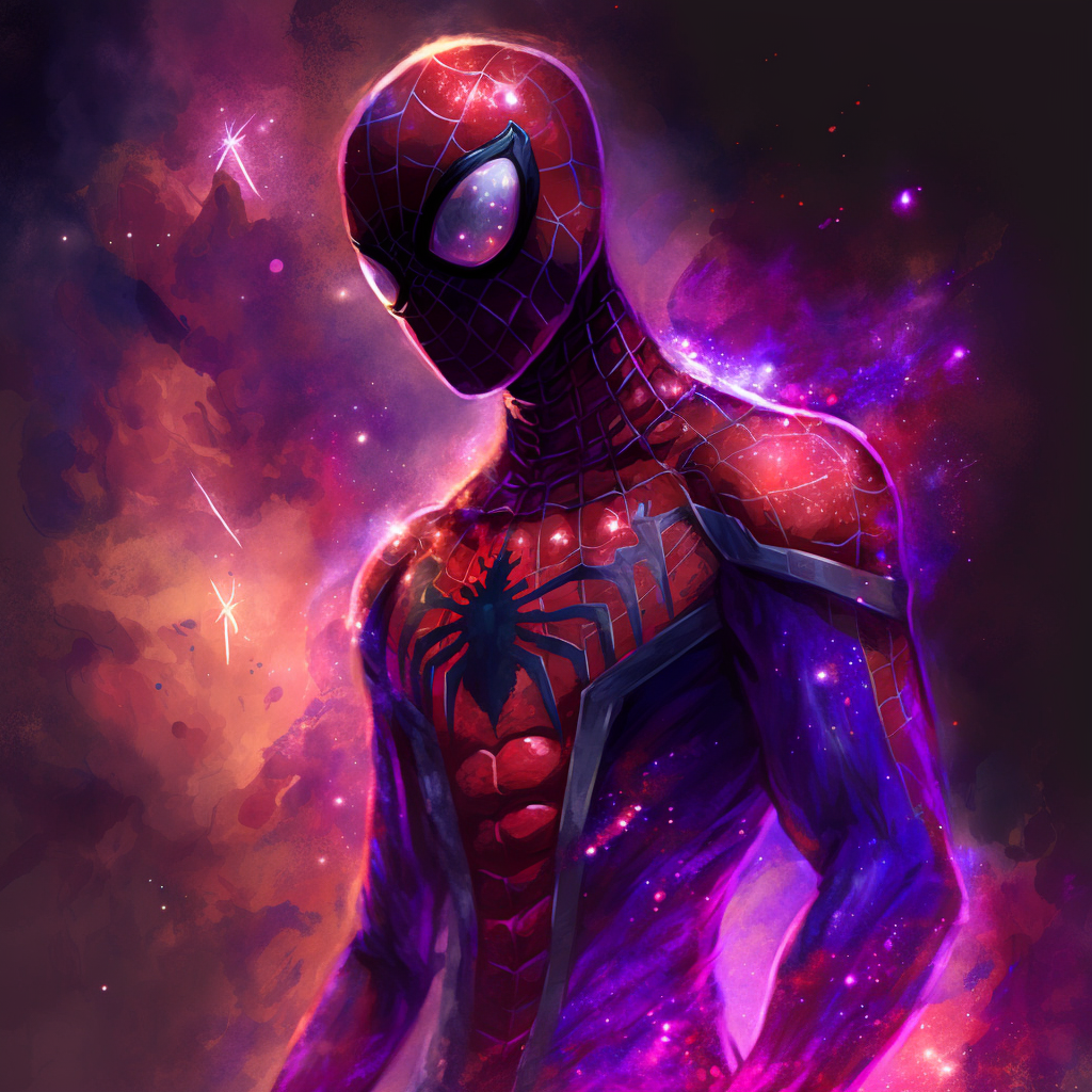 Image of spiderman with a galactic background HD 4k 