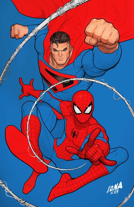 DC MARVEL SUPERMAN SPIDER-MAN #1 (ONE SHOT) CVR Q DAVID NAKAYAMA KINGDOM COME SUPERMAN & SPIDER-MAN CARD STOCK VAR (Order By 03/02/26) (Estimated In Store By 03/25/26)