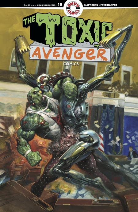 TOXIC AVENGER COMICS #10 CVR A FRED HARPER (MR) (Order By 06/01/26) (Estimated In Store By 07/01/26) (THIS ITEM IS A PRE-ORDER AND YOU WILL NOT RECEIVE IT UNTIL AFTER THE IN STORE DATE)