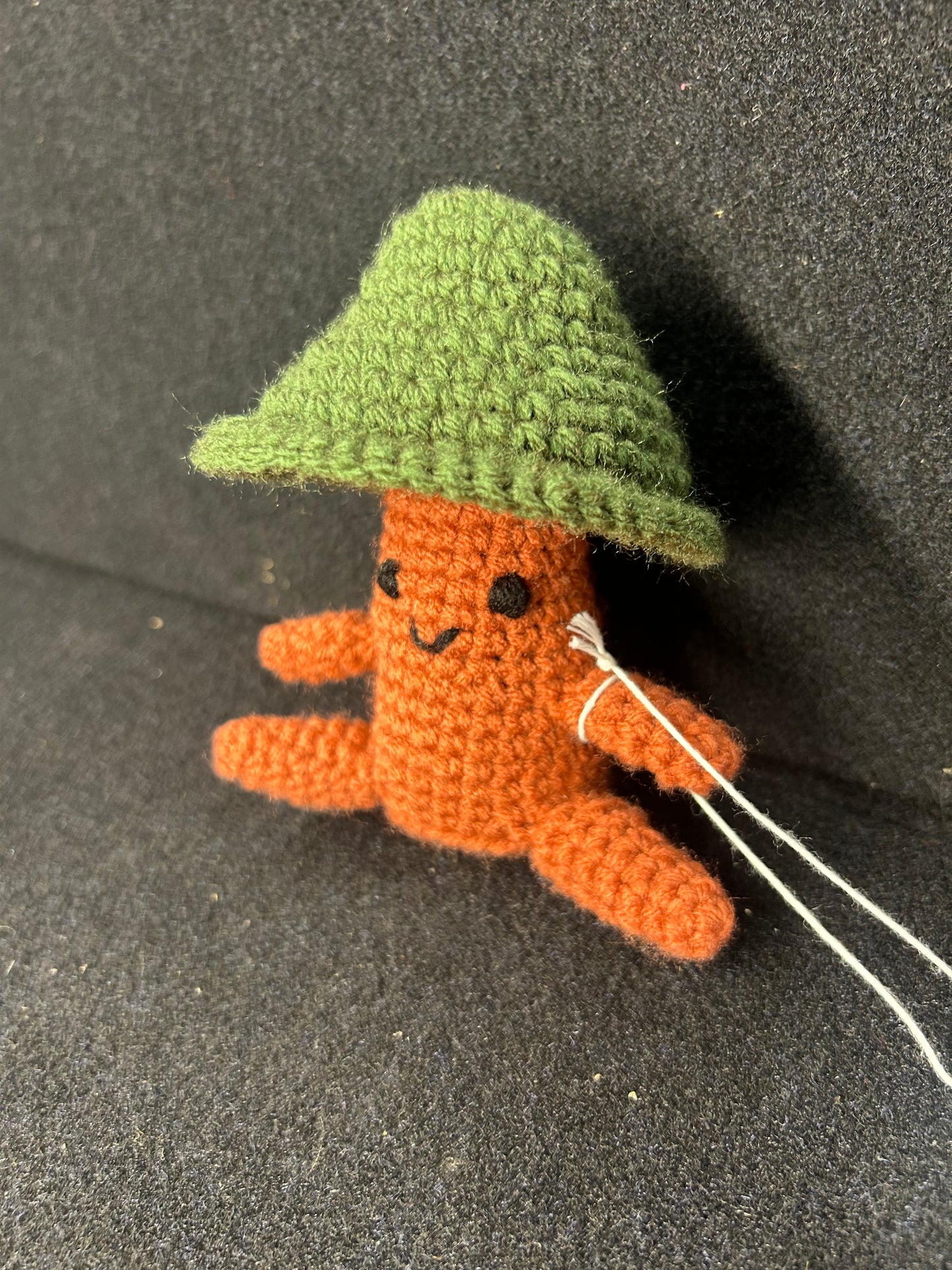 Green Brown Crochet Mushroom