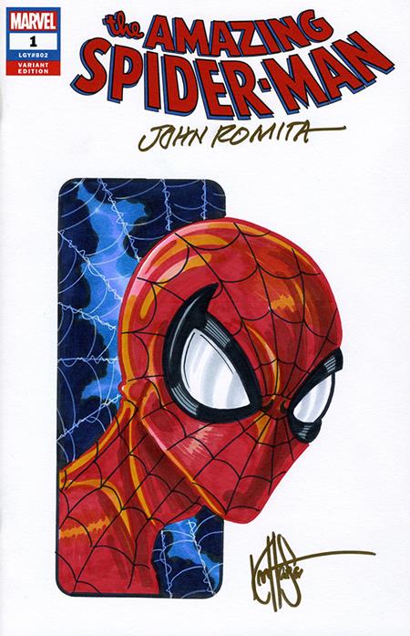 DF AMAZING SPIDERMAN #1 BLANK VARIANT SIGNED BY JOHN ROMITA SR AND REMARKED BY KEN HAESER WITH A SPIDERMAN SKETCH (Pre-Order by 08/03/26 | Est. In-Store: 09/30/26 | Ships after release)