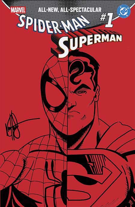 DF MARVEL/DC SPIDERMAN/SUPERMAN #1 RED BLANK VARIANT SIGNED AND REMARKED BY KEN HAESER WITH A SPIDERMAN/SUPERMAN SKETCH (Pre-Order by 08/03/26 | Est. In-Store: 09/30/26 | Ships after release)