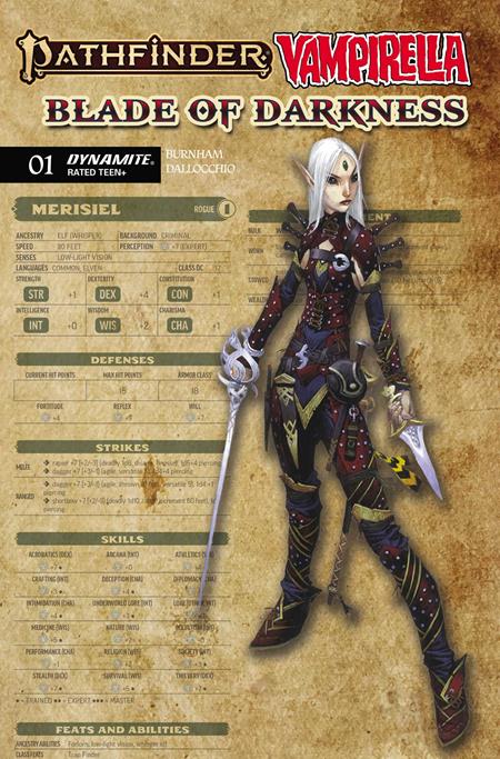 PATHFINDER VAMPIRELLA BLADE OF DARKNESS #1 CVR C WAYNE REYNOLDS CHARACTER SHEET VAR (Pre-Order by 10/05/26 | Est. In-Store: 10/28/26 | Ships after release)
