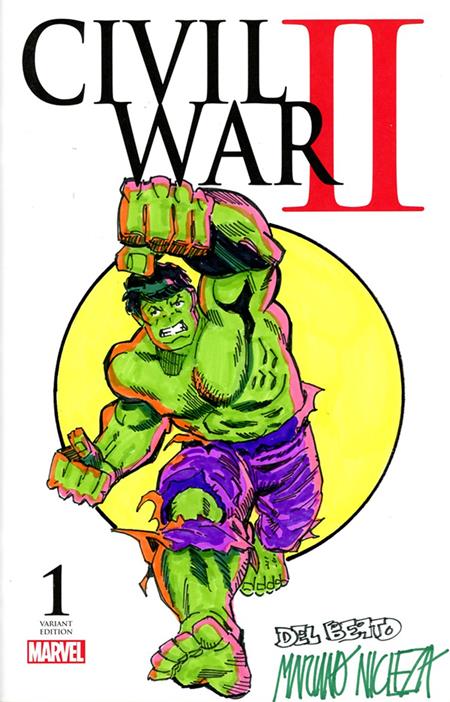 DF MARVEL COMICS COMMISSIONED COVER ART SIGNED AND REMARKED BY MARIANO NICIEZA AND JOE DELBEATO WITH A HULK SKETCH (Pre-Order by 10/05/26 | Est. In-Store: 11/25/26 | Ships after release)