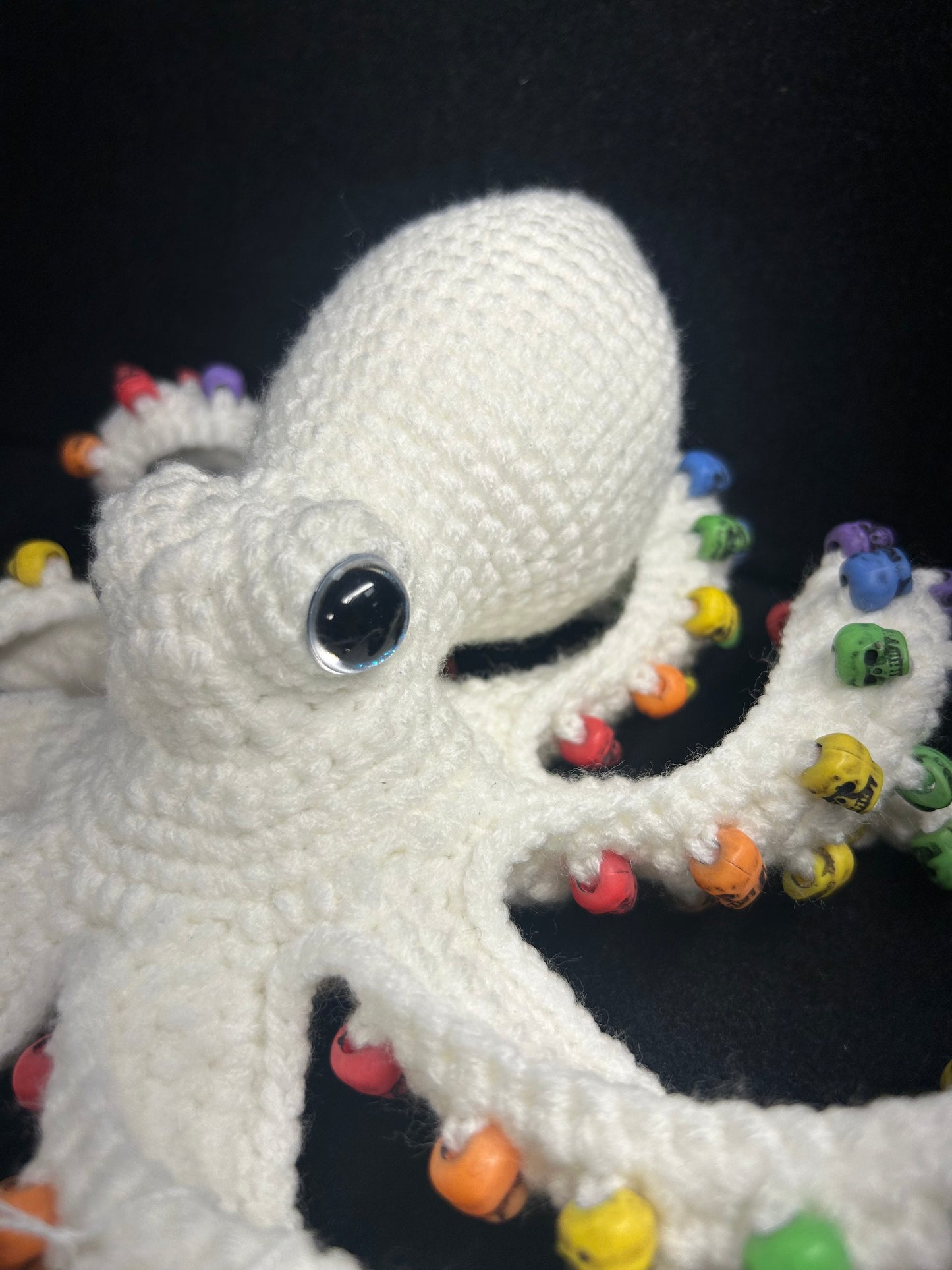 White Rainbow Crochet Octopus