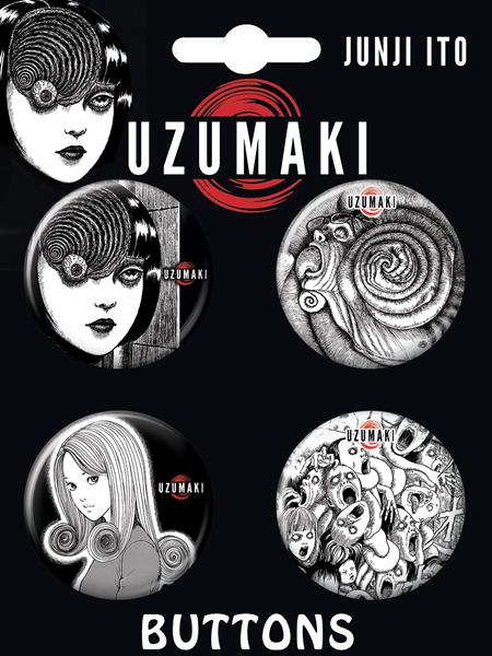 ATA-BOY JUNJI ITO UZUMAKI CARDED 4 BUTTON SET (NET) (Pre-Order by 10/26/26 | Est. In-Store: 12/16/26 | Ships after release)