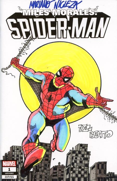 DF MARVEL COMICS COMMISSIONED COVER ART SIGNED AND REMARKED BY MARIANO NICIEZA AND JOE DELBEATO WITH SPIDER-MAN SKETCH (Order By 01/05/26) (Estimated In Store By 02/25/26)