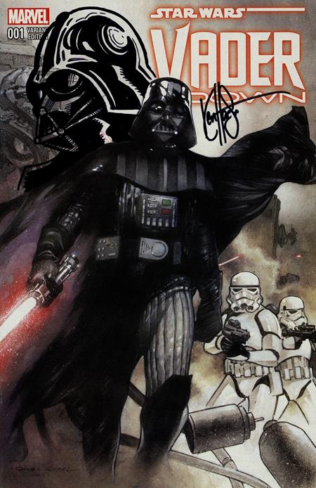 DF STAR WARS VADER DOWN #1 DF EXCLUSIVE SIGNED AND REMARKED BY KEN HAESER WITH DARTH VADER HEAD SKETCH (Order By 01/05/26) (Estimated In Store By 02/25/26)