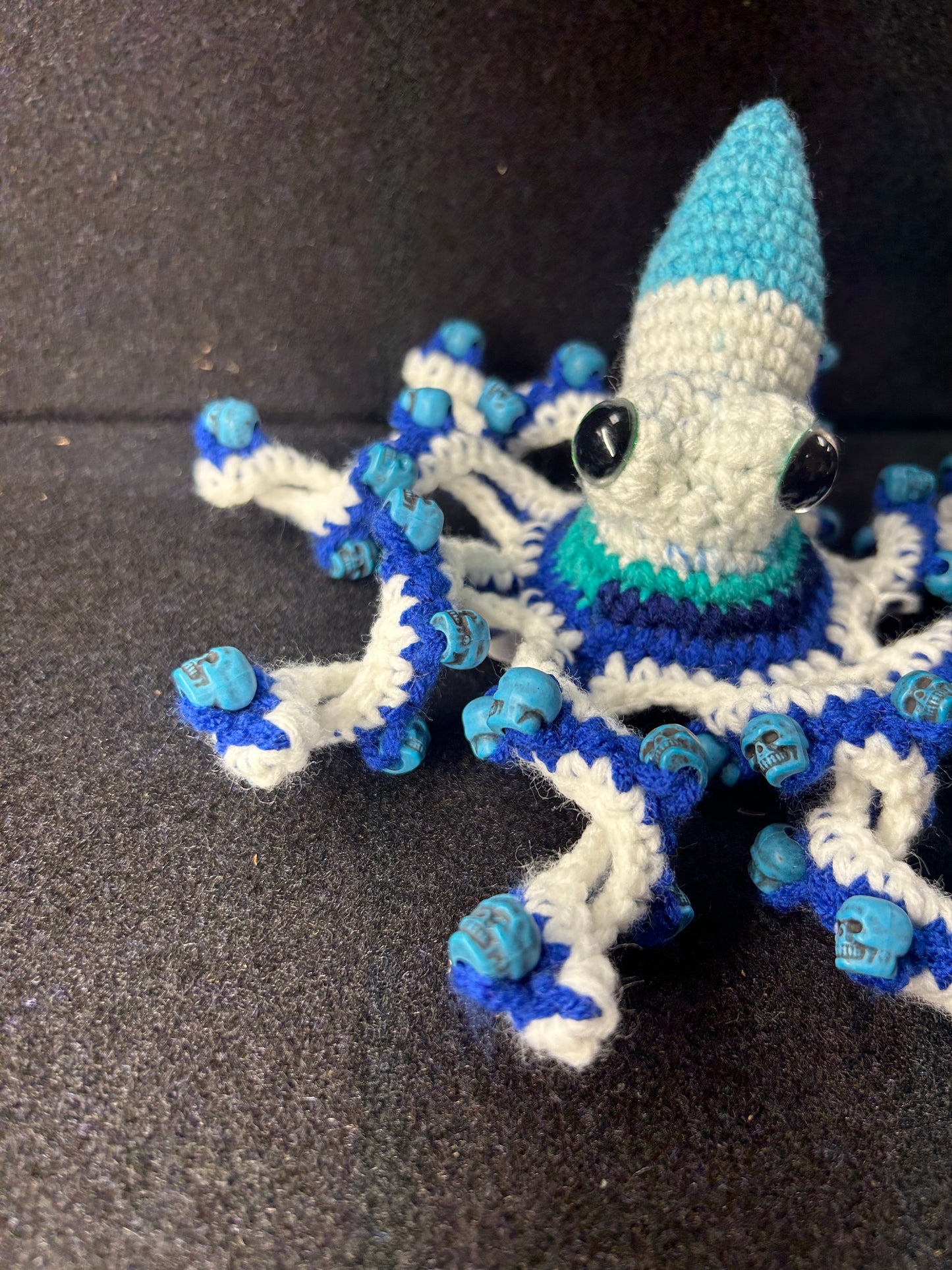 Blue White Crochet Octopus