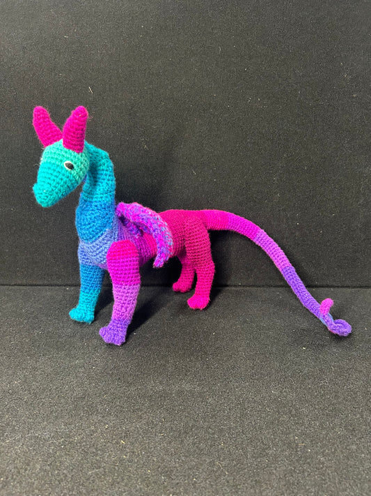 Pink Purple Blue Crochet Dragon