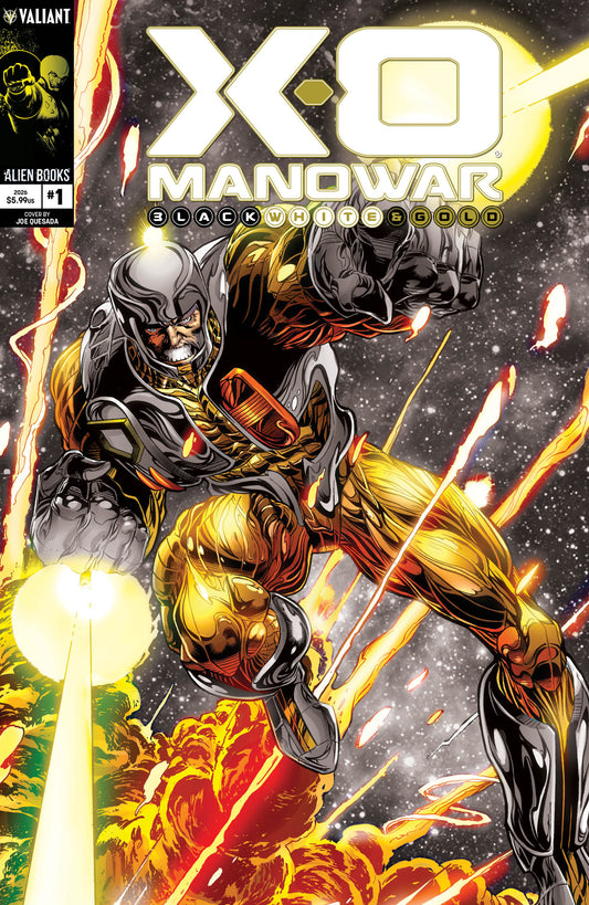 X-O Manowar: Black, White & Gold #1 Variant B (Quesada Black, White & Gold Variant) (Pre-Order by 09/14/26 | Est. In-Store: 10/21/26 | Ships after release)