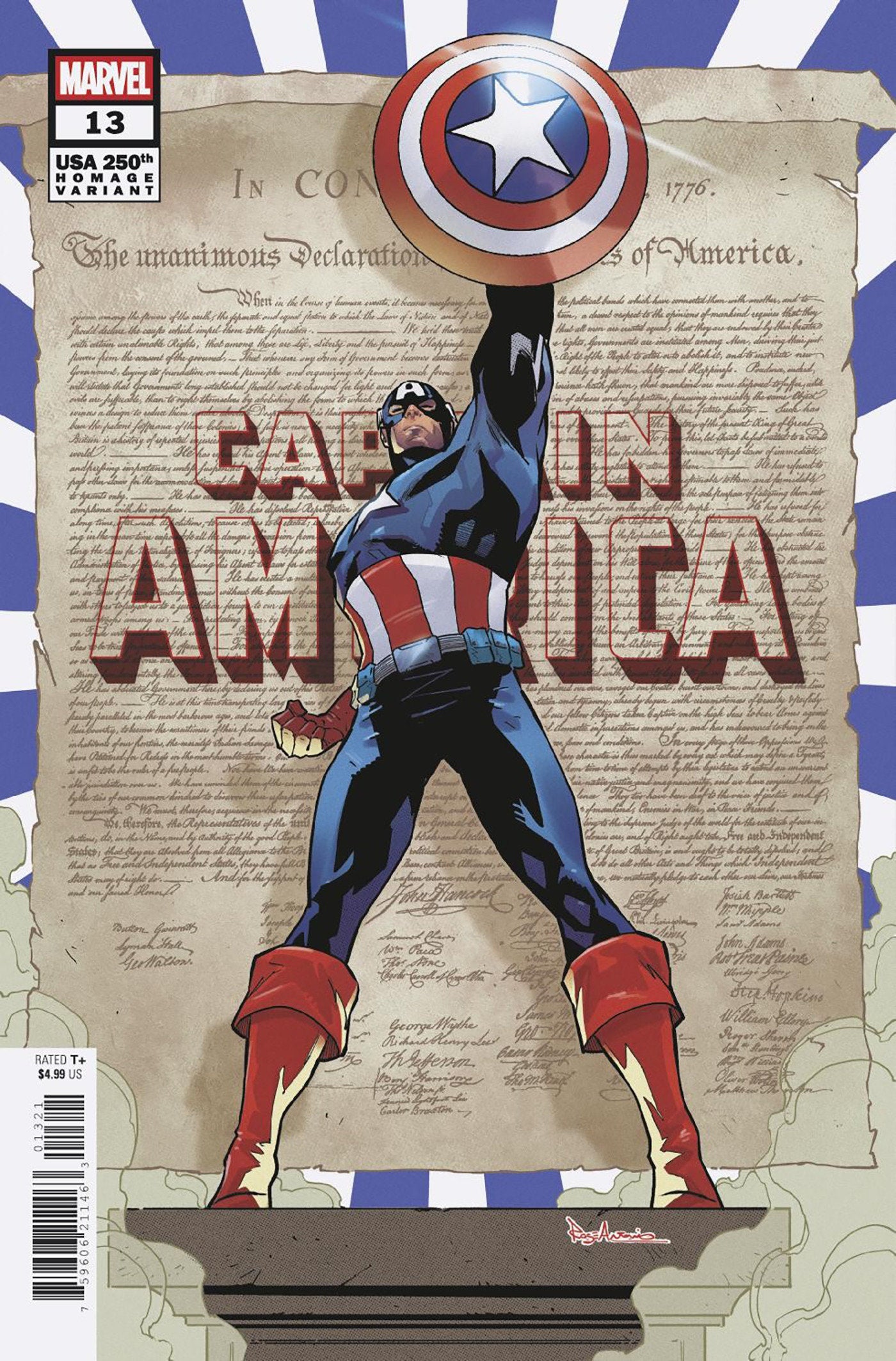 CAPTAIN AMERICA #13 ROGE ANTONIO 250TH HOMAGE VARIANT [ARM] (Pre-Order by 06/15/26 | Est. In-Store: 07/15/26 | Ships after release)