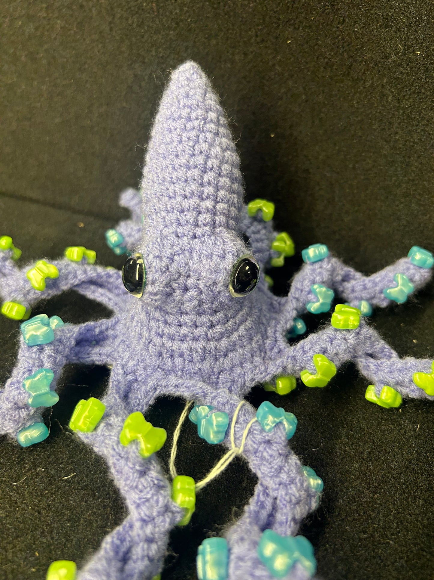 Blue Crochet Octopus with Butterflies