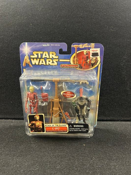 Star wars attack of the clones c-3po with droid factory assembly line Hasbro