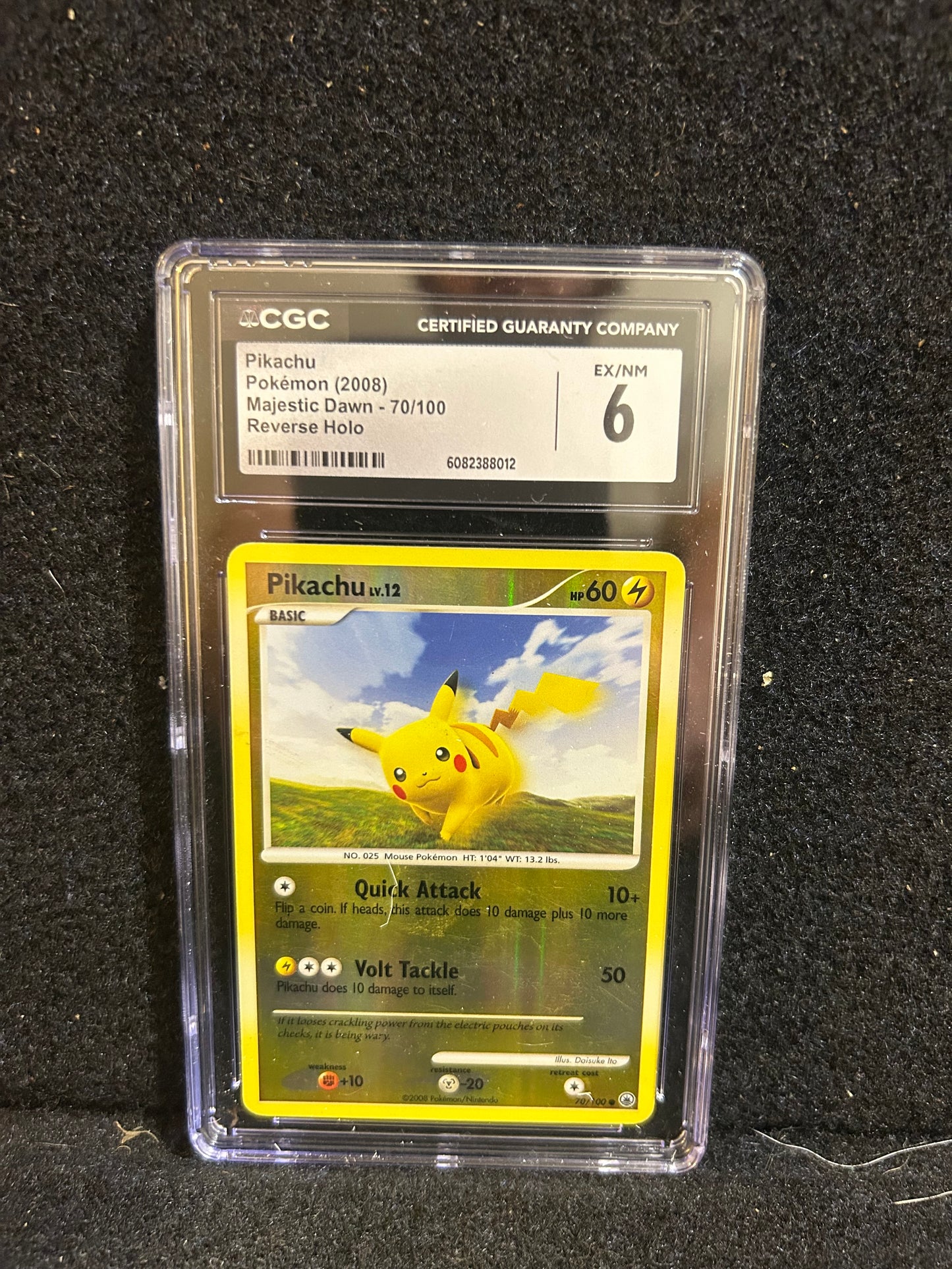 Pikachu Pokemon CGC 6  (2008) Majestic Dawn - 70/100 Reverse Holo