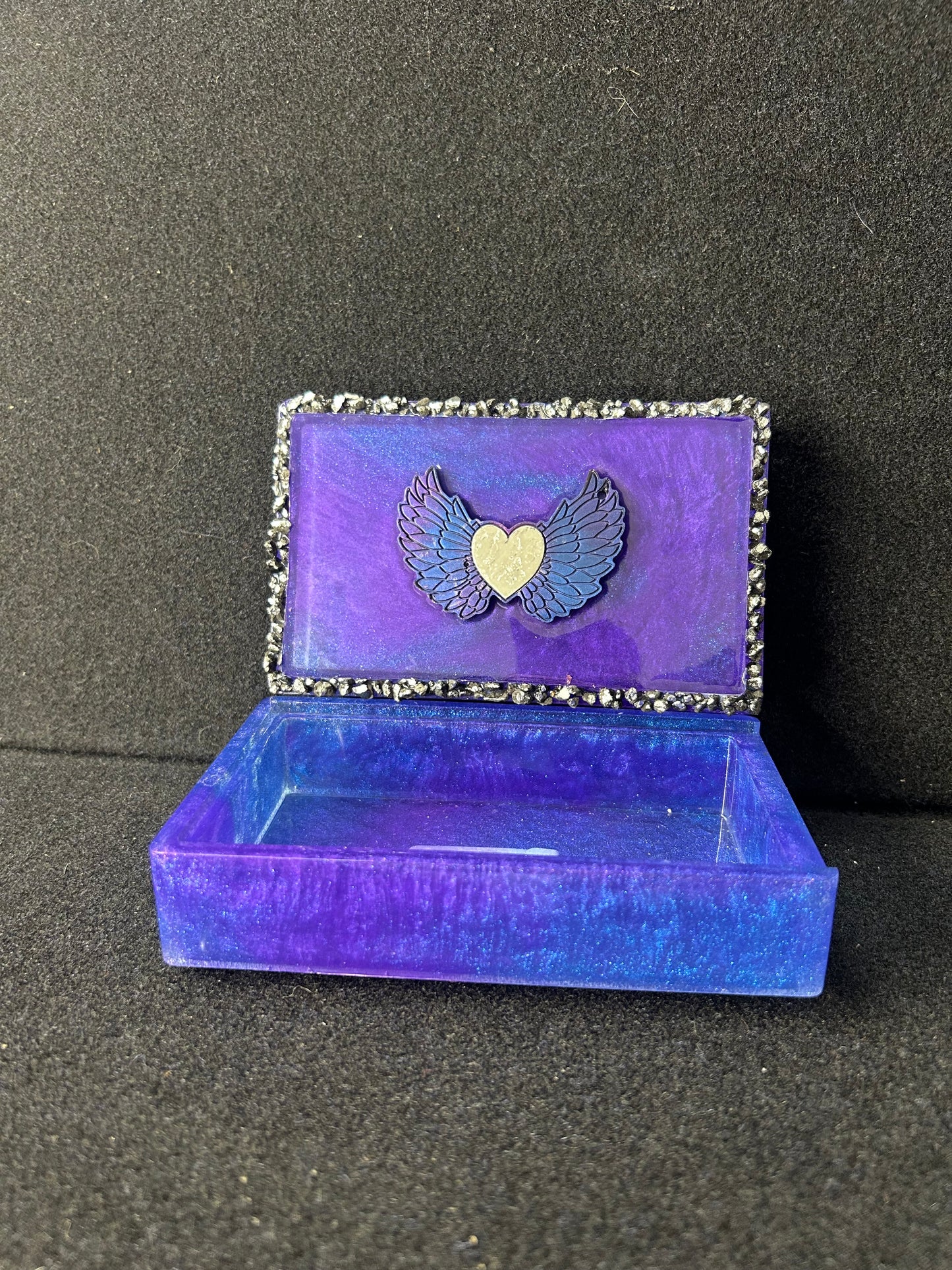 Purple Blue Heart Jewelry Box