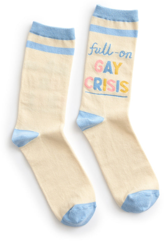 Heartstopper: Full-on Gay Crisis Socks - Large (Order By 06/08/26) (Estimated In Store By 05/05/26) (THIS ITEM IS A PRE-ORDER AND YOU WILL NOT RECEIVE IT UNTIL AFTER THE IN STORE DATE)