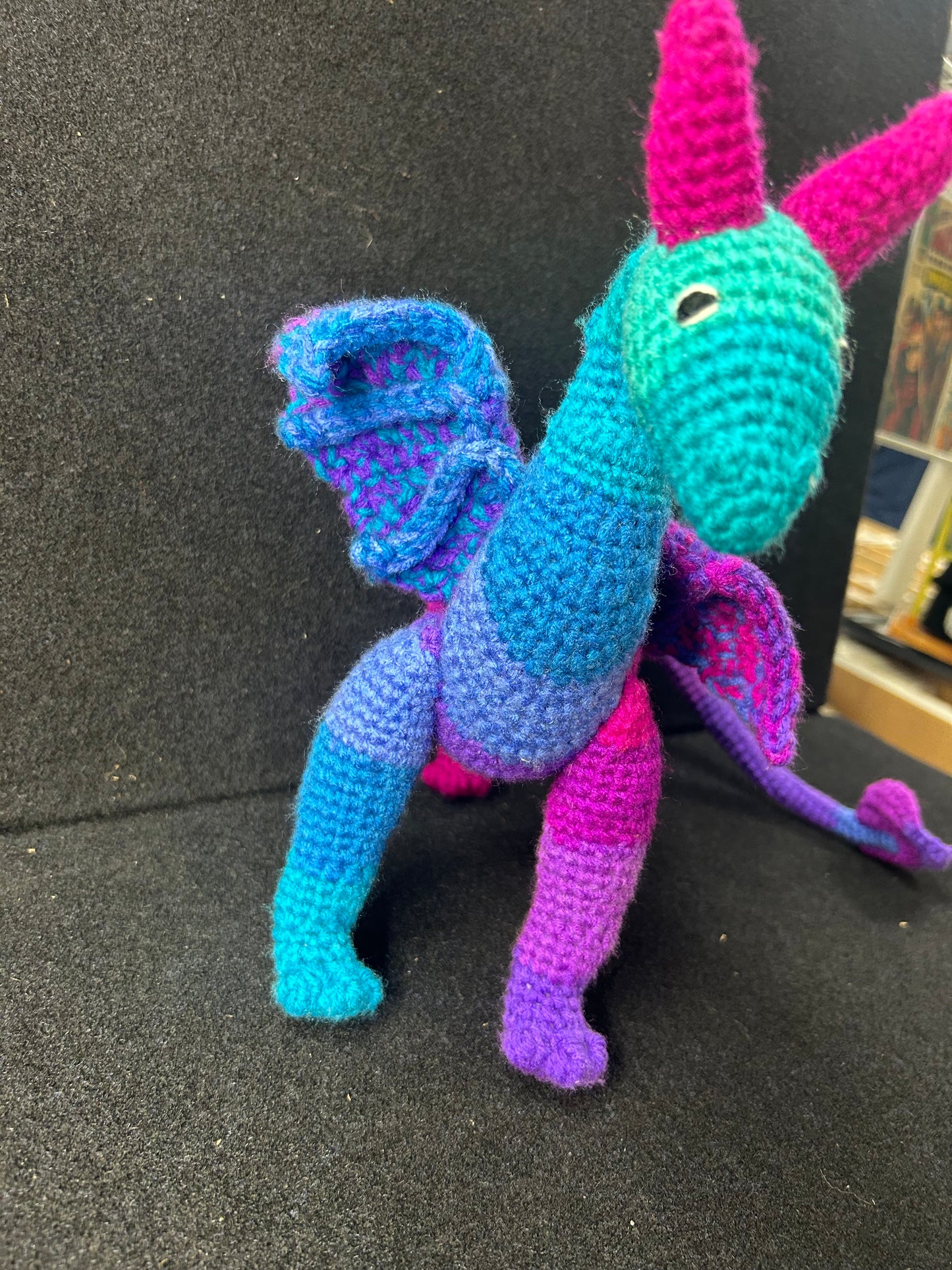 Pink Purple Blue Crochet Dragon