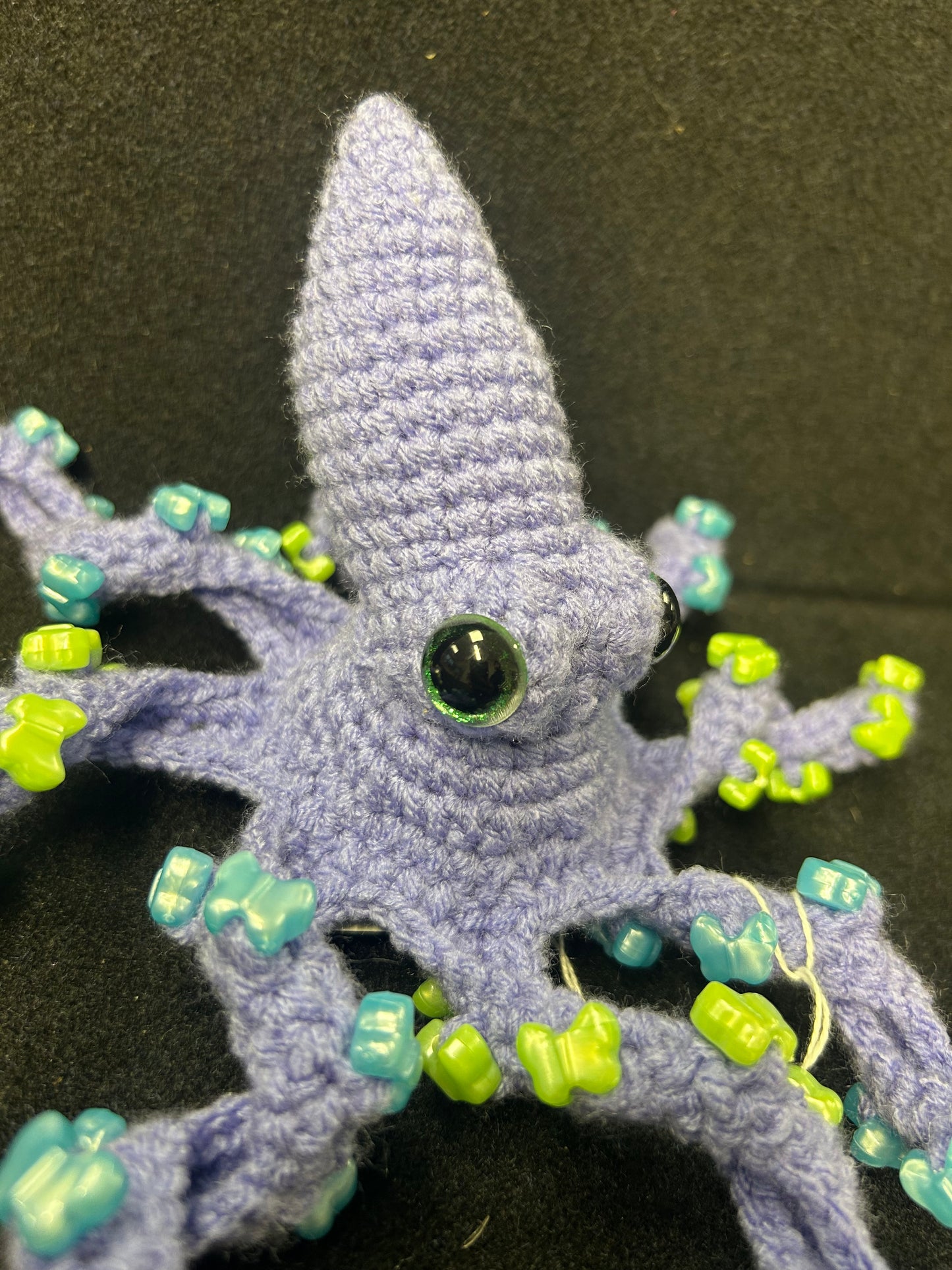 Blue Crochet Octopus with Butterflies