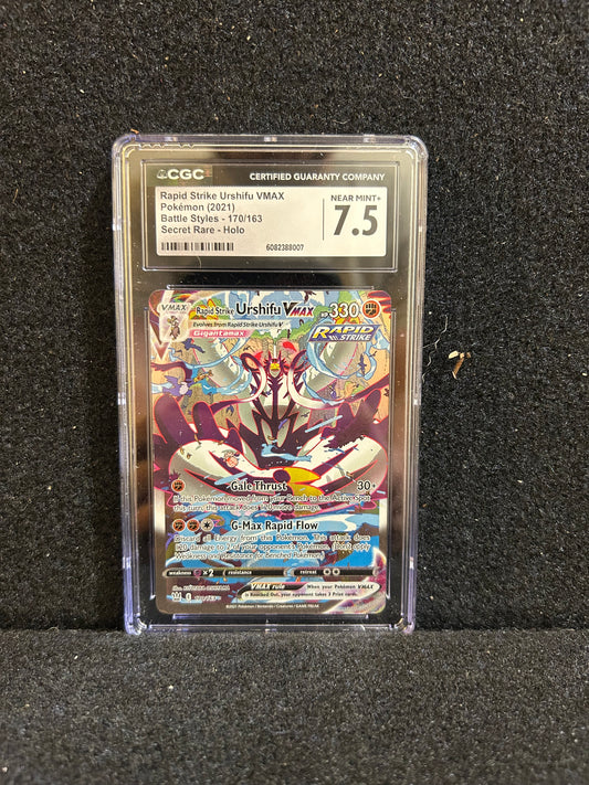 Rapid Strike Urshifu VMAX – Pokémon (2021) – Battle Styles – 170/163 – Secret Rare – Holo – CGC 7.5 Near Mint+
