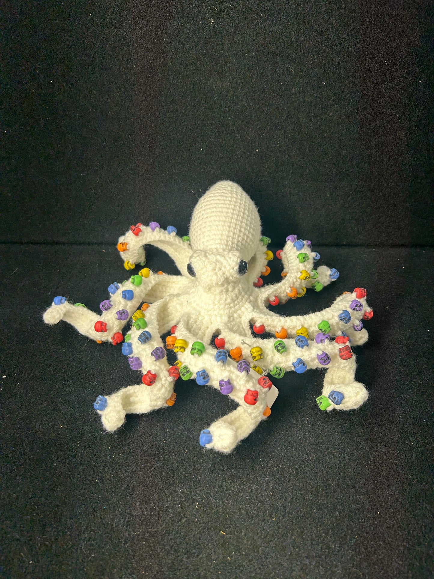 White Rainbow Crochet Octopus