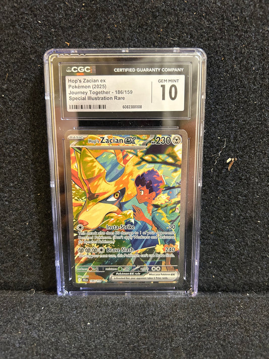 Hop’s Zacian ex – Pokémon (2025) – Journey Together – 186/159 – Special Illustration Rare – CGC 10 Gem Mint