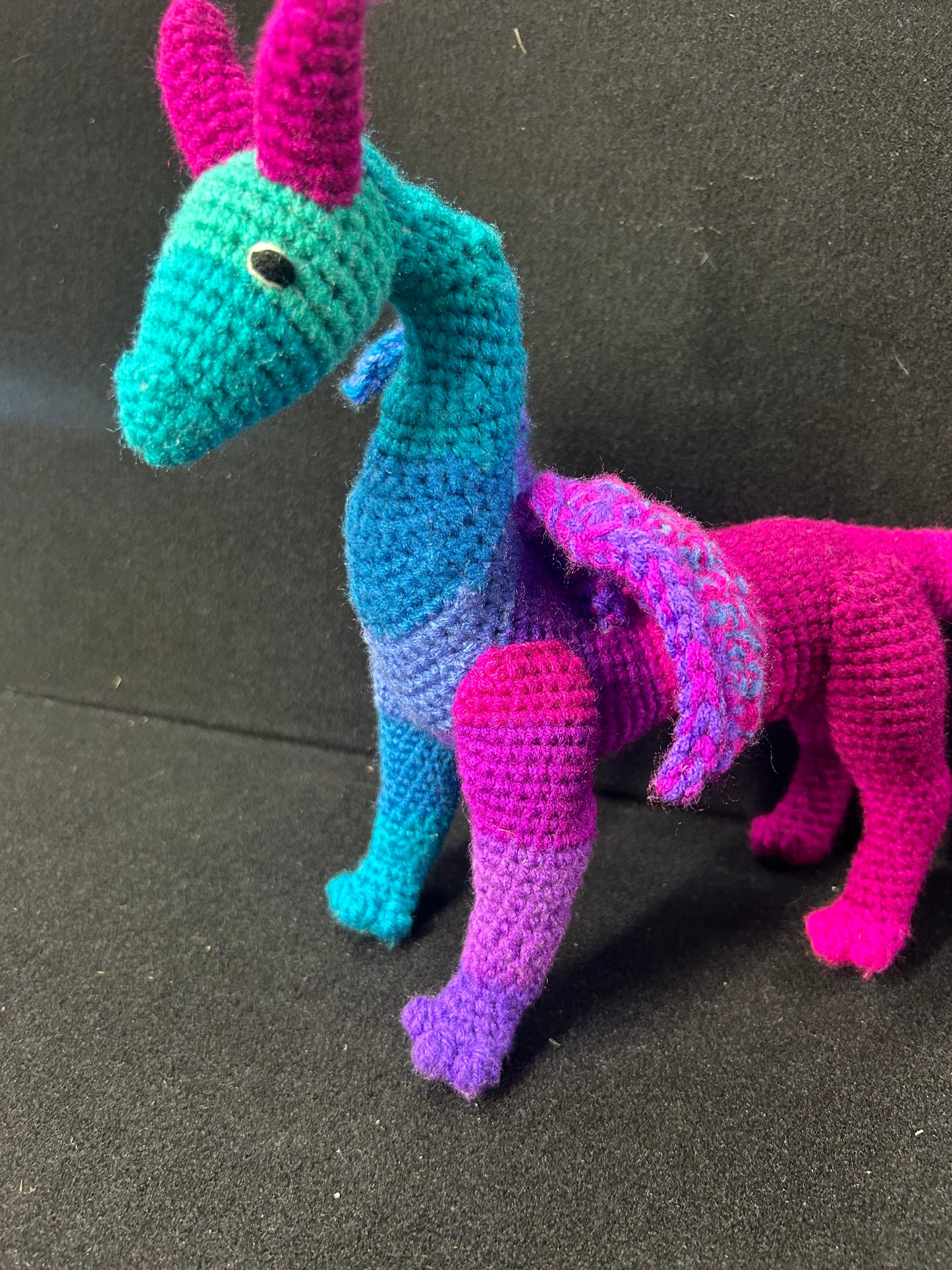 Pink Purple Blue Crochet Dragon