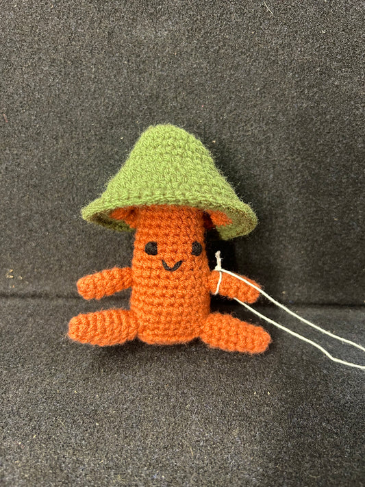 Green Brown Crochet Mushroom