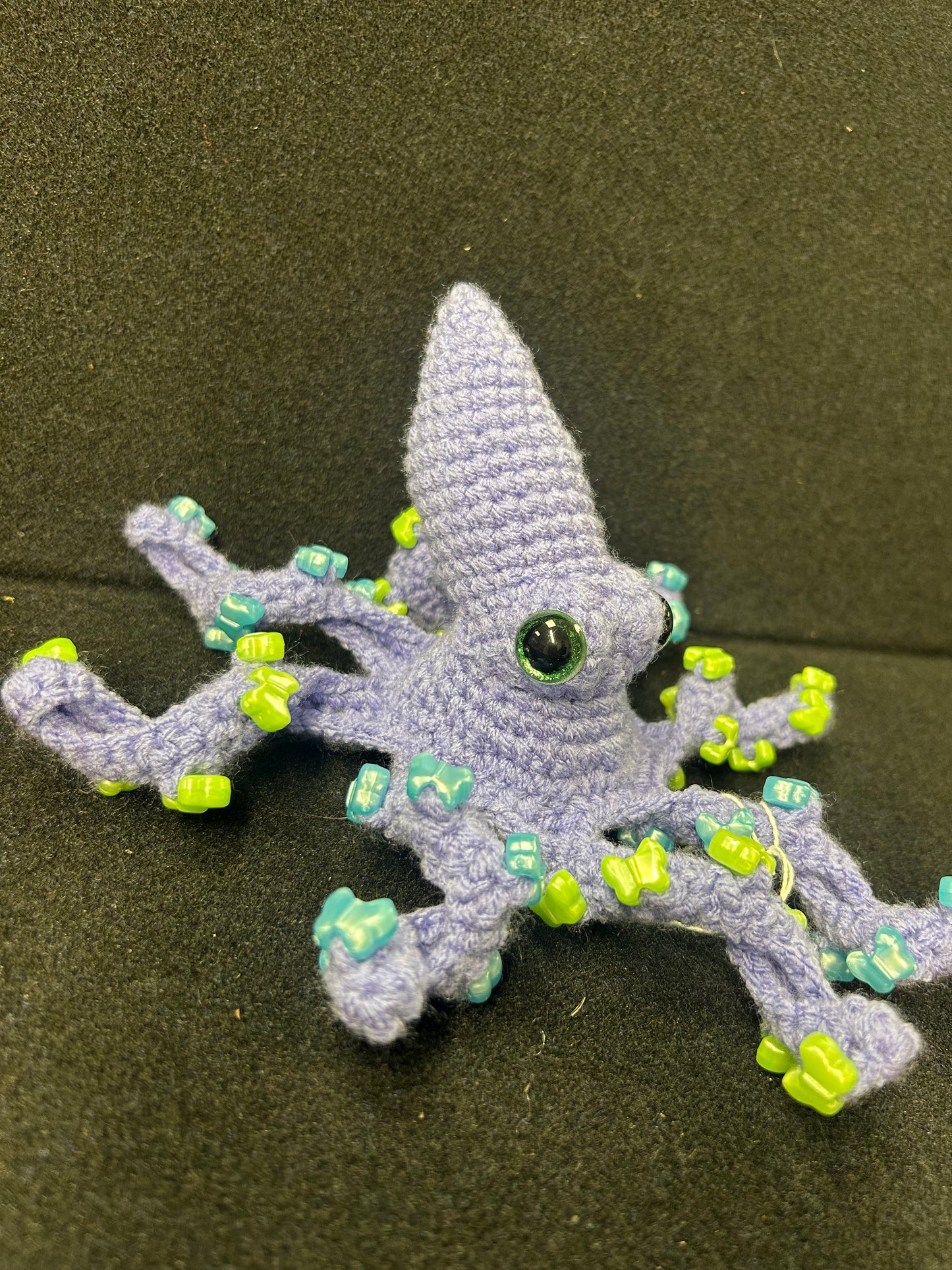 Blue Crochet Octopus with Butterflies
