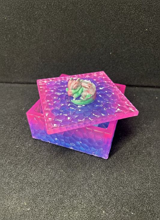 Pink Jewelry Box with Pink and Teal Baby Dragon