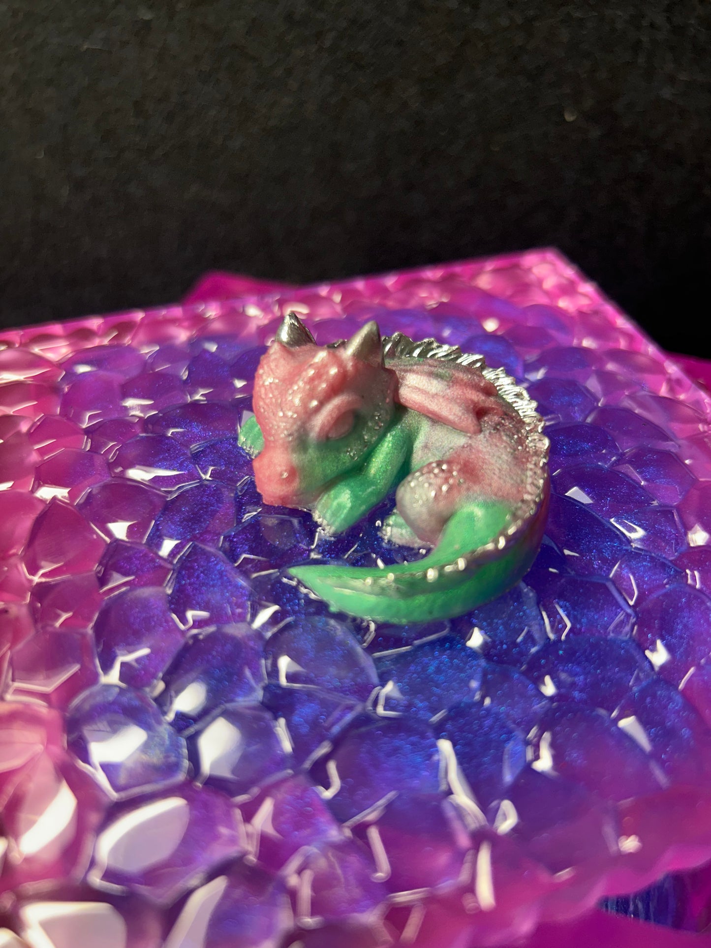 Pink Jewelry Box with Pink and Teal Baby Dragon