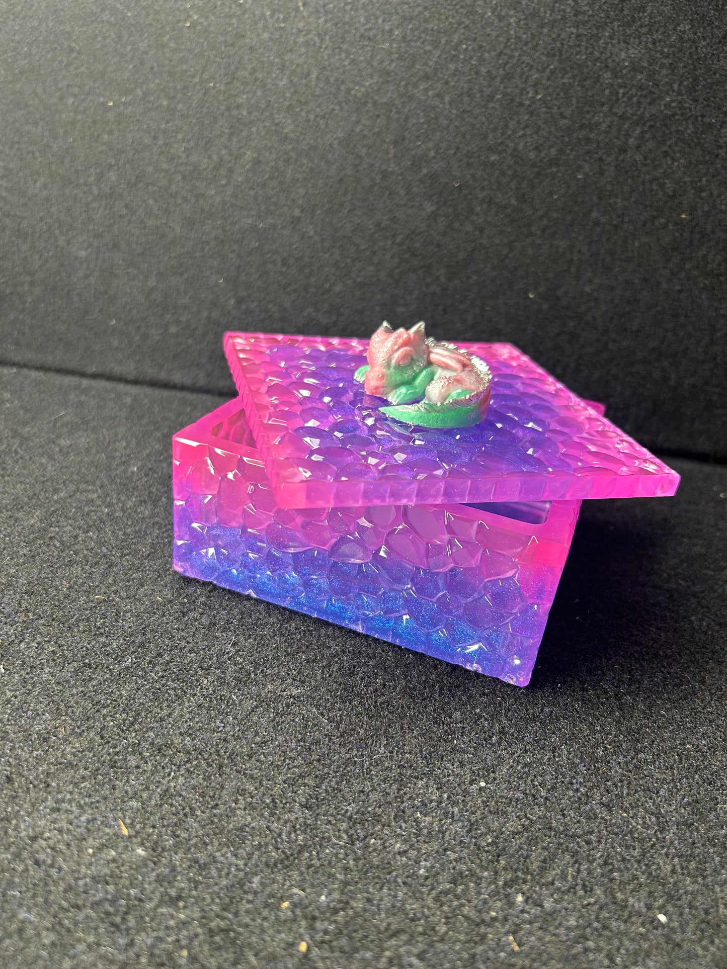 Pink Jewelry Box with Pink and Teal Baby Dragon