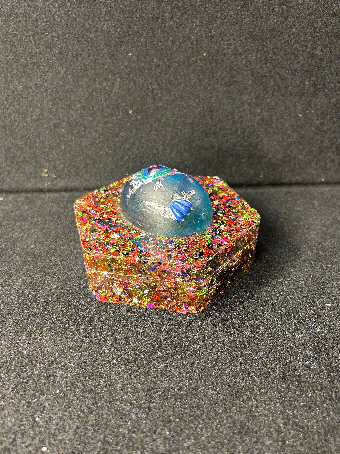 Hexagon Rainbow Sparkle Dragon Egg Dice Box