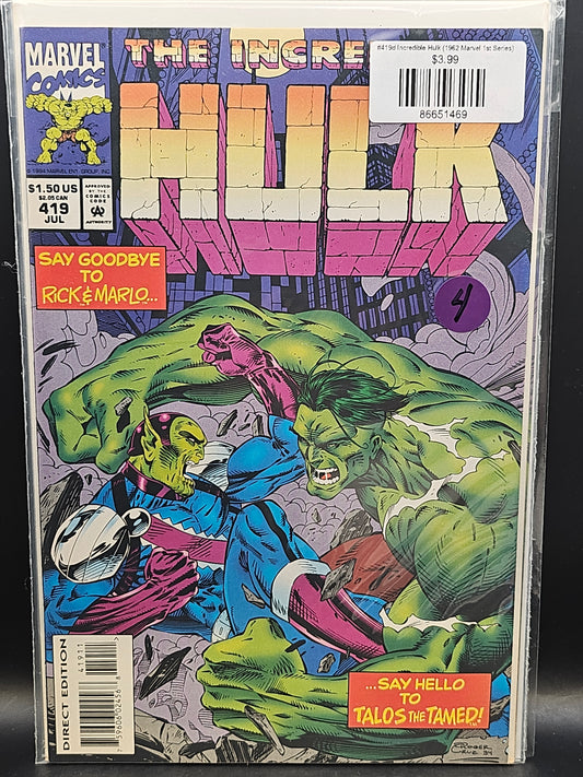 #419d Incredible Hulk (1962 Marvel 1st Series)