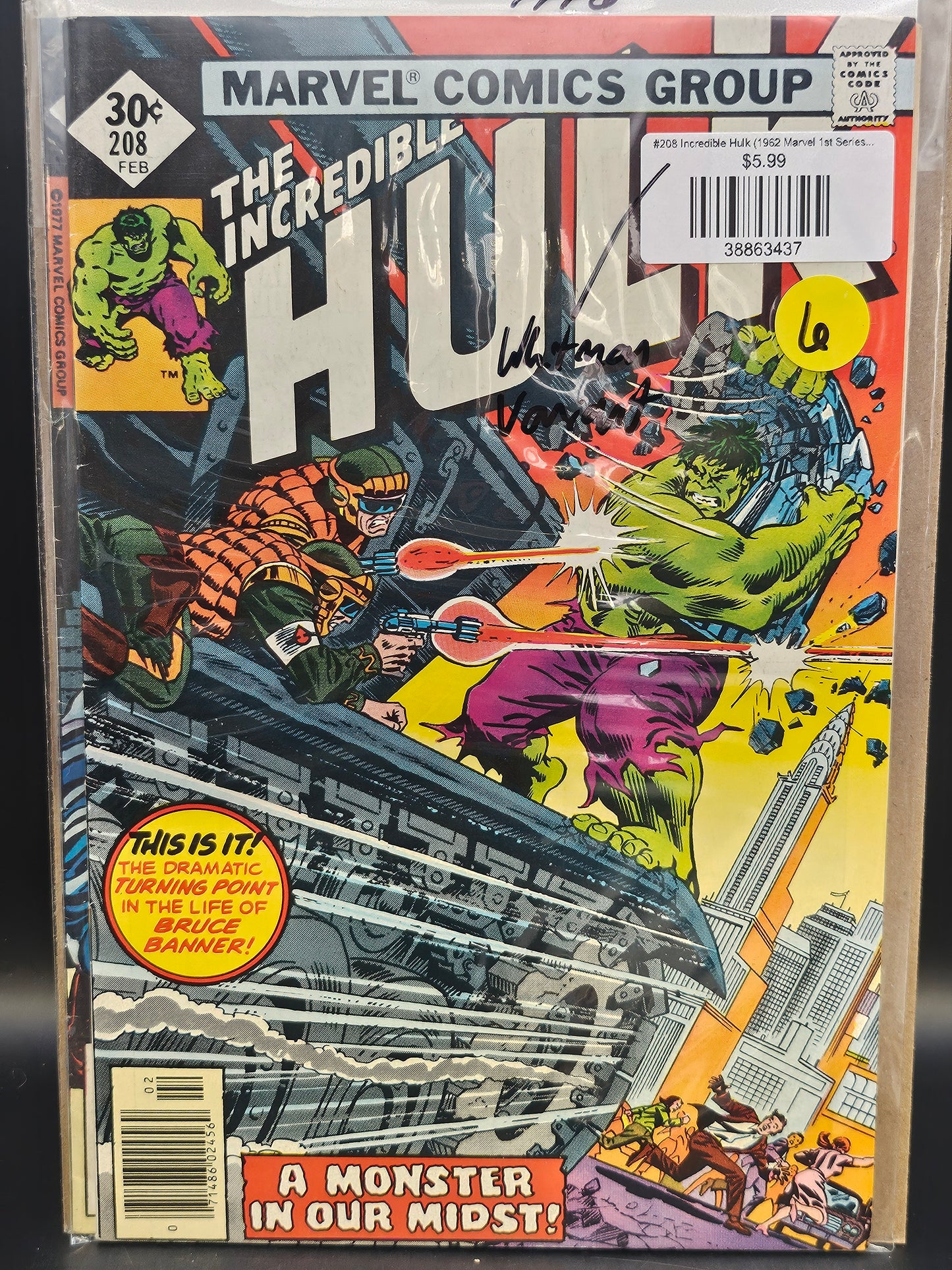 #208 Incredible Hulk (1962 Marvel 1st Series) Whitman Variants