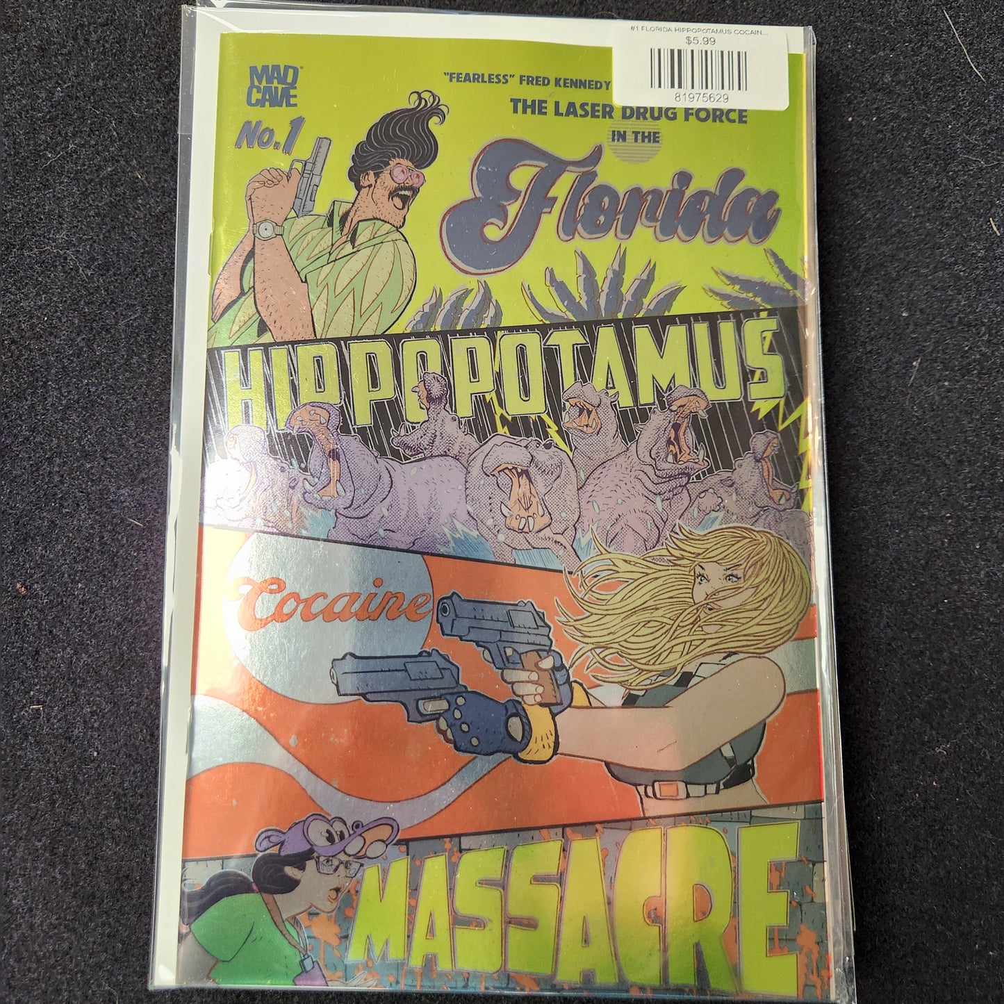 #1 FLORIDA HIPPOPOTAMUS COCAINE MASSACRE ((of 4) Third Printing Cvr B James Edward Clark Foil Var (mr))