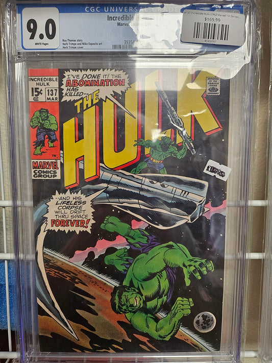 #137 Incredible Hulk (1962 Marvel 1st Series) (CGC Slab 9.0)