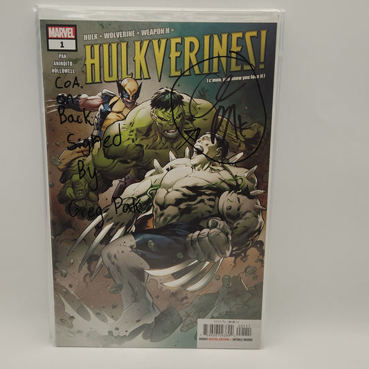 #1 Cover A Signed By Greg Pak With COA - Hulkverines (2019 Marvel)