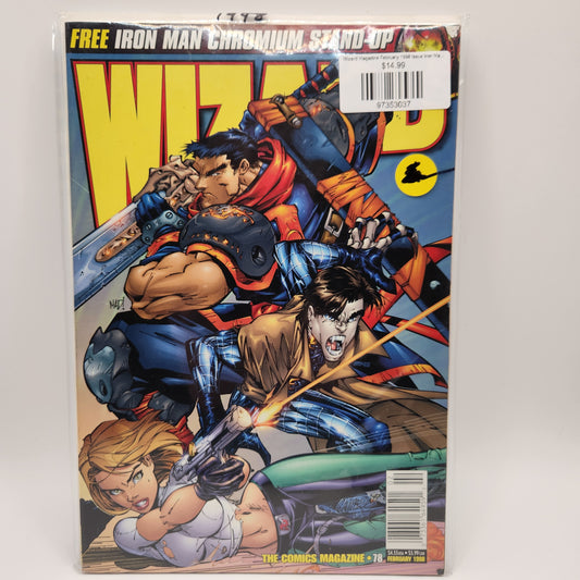 Wizard Magazine February 1998 Issue Iron Man Chromium Stand-Up Comics #78