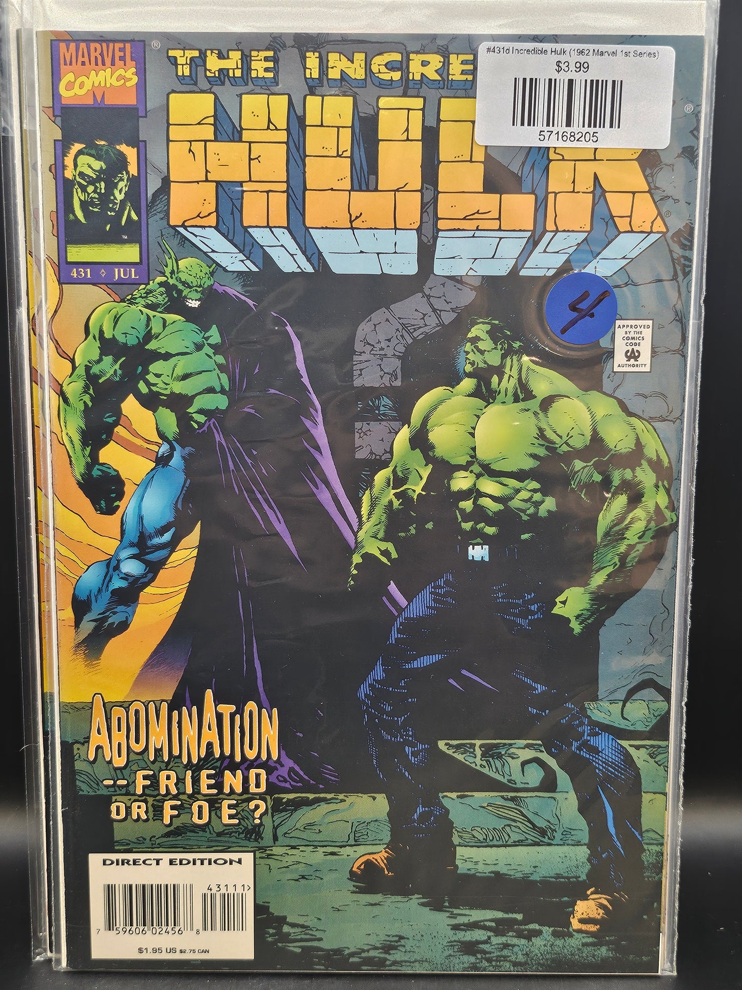 #431d Incredible Hulk (1962 Marvel 1st Series)