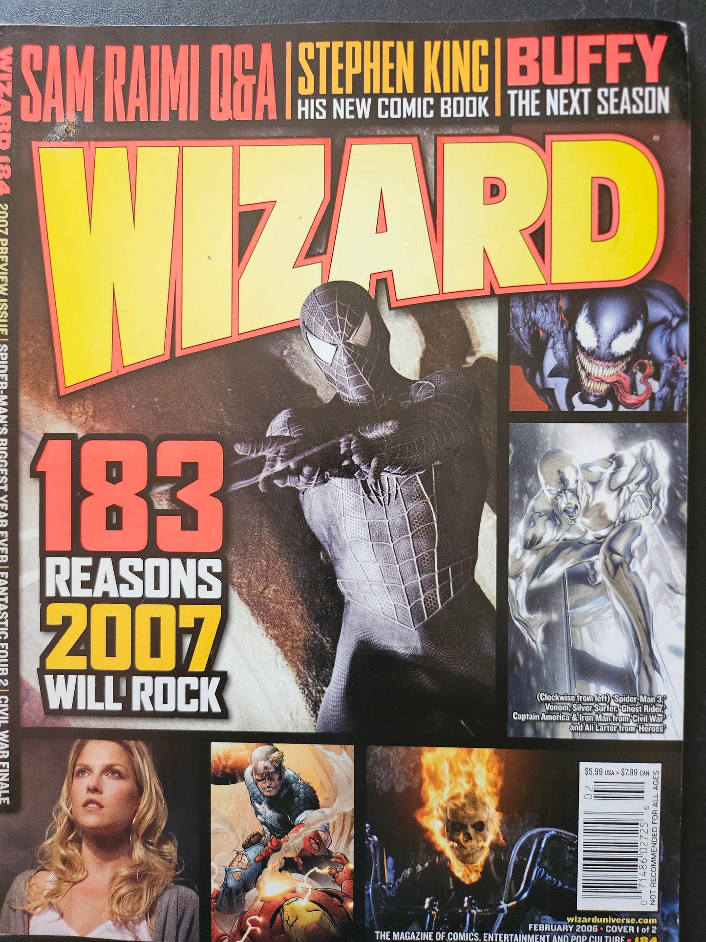 6 Wizard magazines 180 181 184 185 186 187 includes Captain America Memoriam