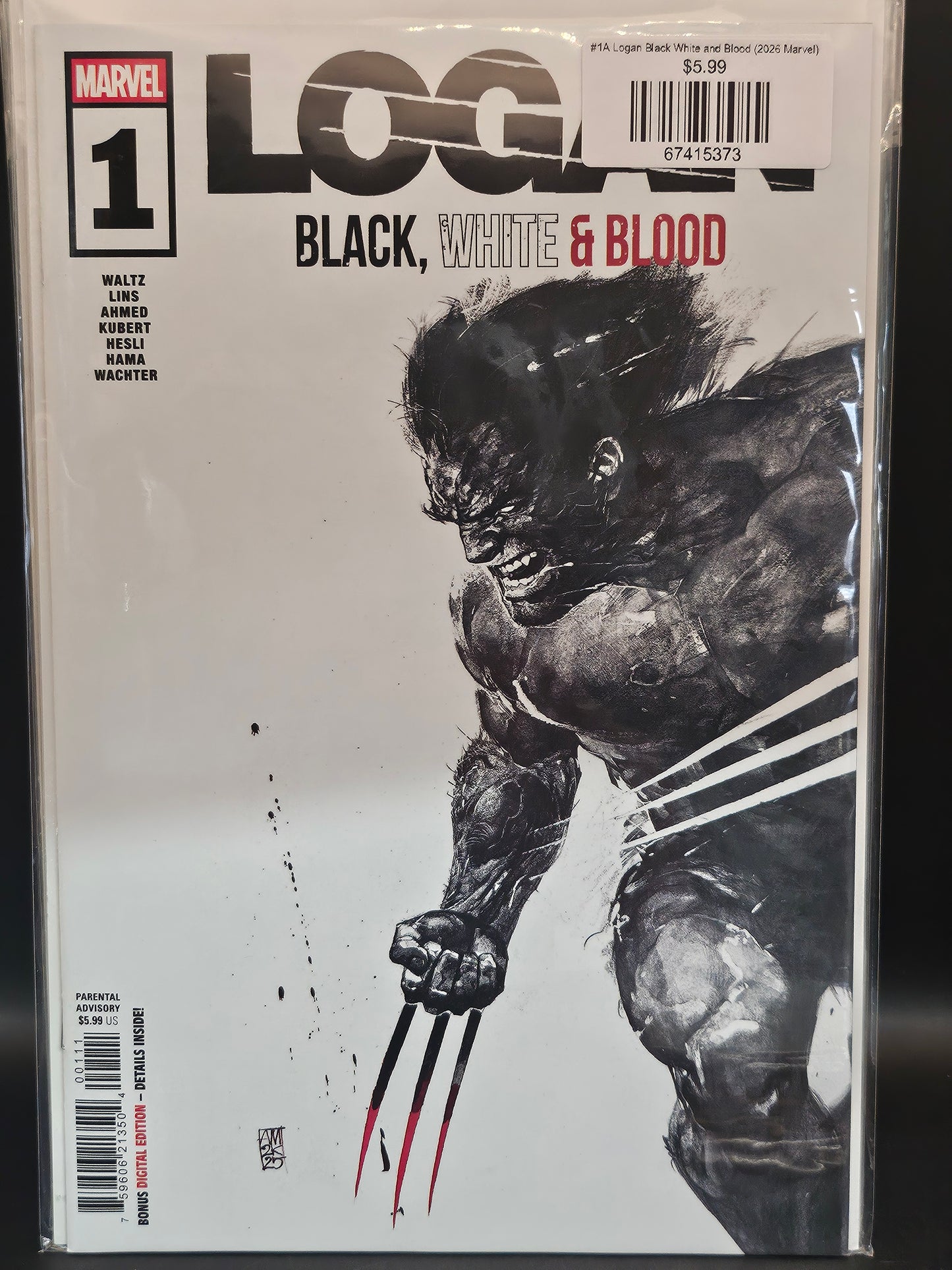 #1A Logan Black White and Blood (2026 Marvel)