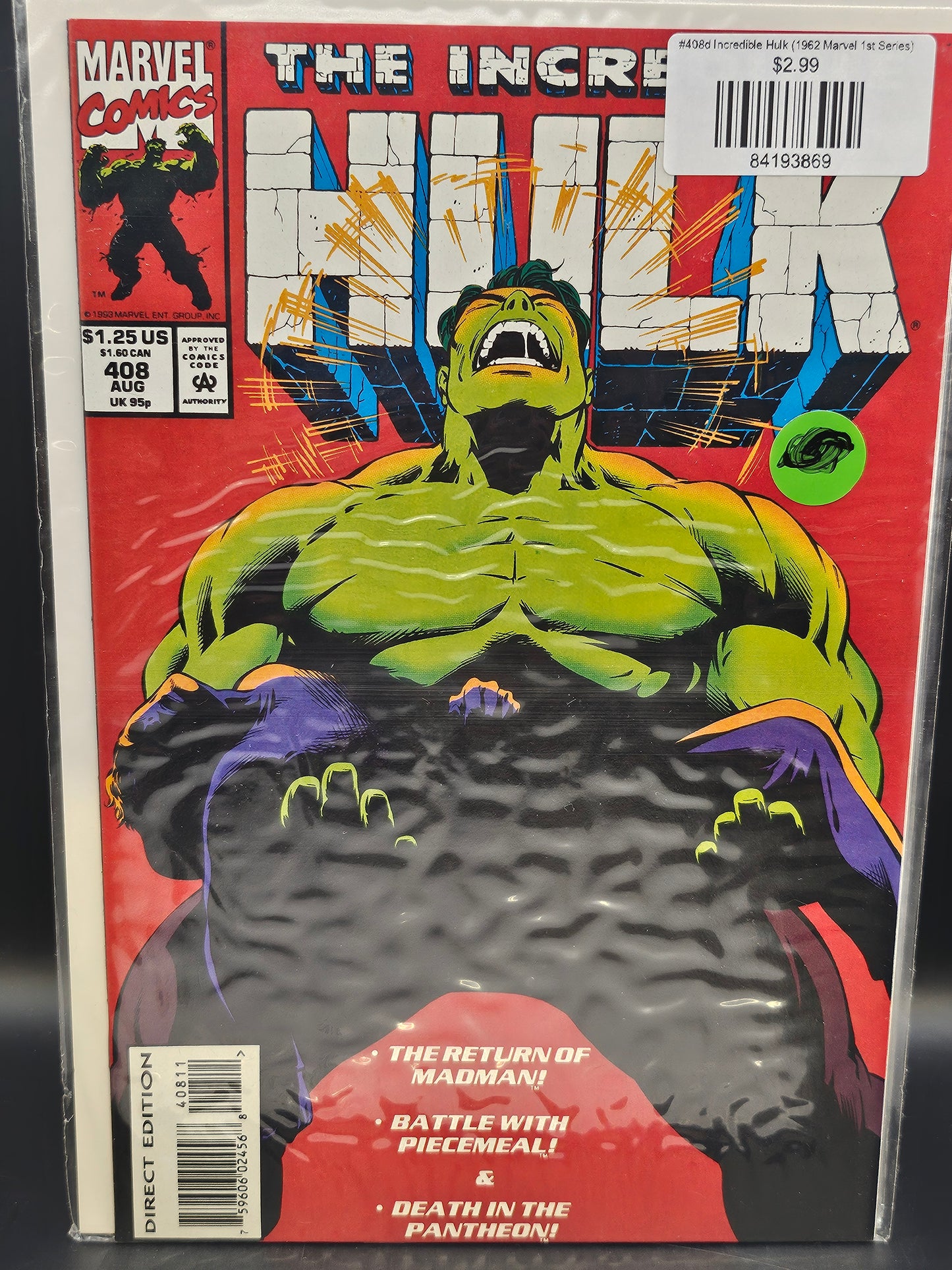 #408d Incredible Hulk (1962 Marvel 1st Series)