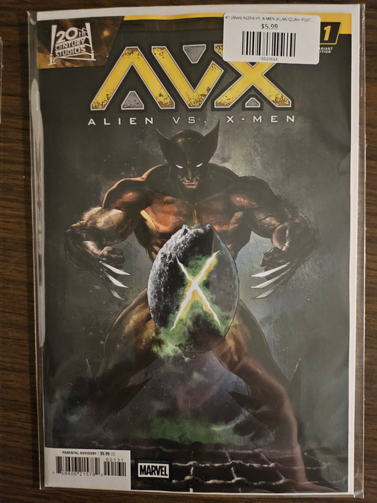 #1 (Alan) ALIEN VS. X-MEN (ALAN QUAH POSTER HOMAGE VARIANT)