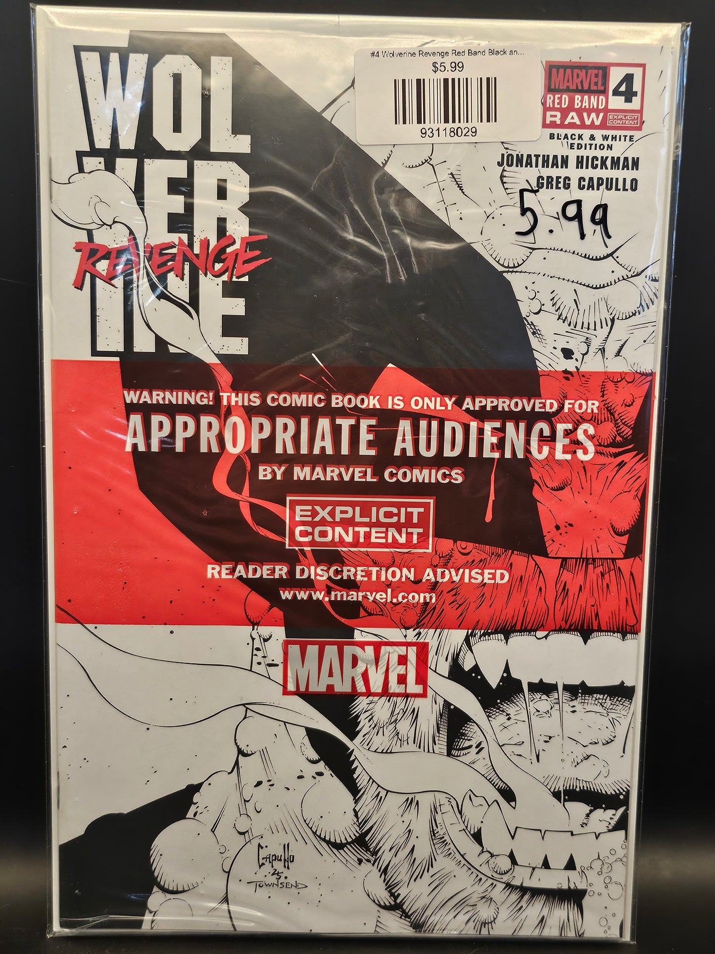 #4 Wolverine Revenge Red Band Black and White Edition (2025 Marvel)